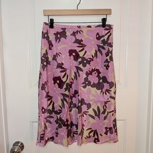 Banana Republic Pink and Purple Floral A-Line Skirt